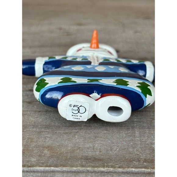 Vintage Department 56 Snowman Snowsuit Ornament Blue and White 5"‎ - Picture 6 of 13